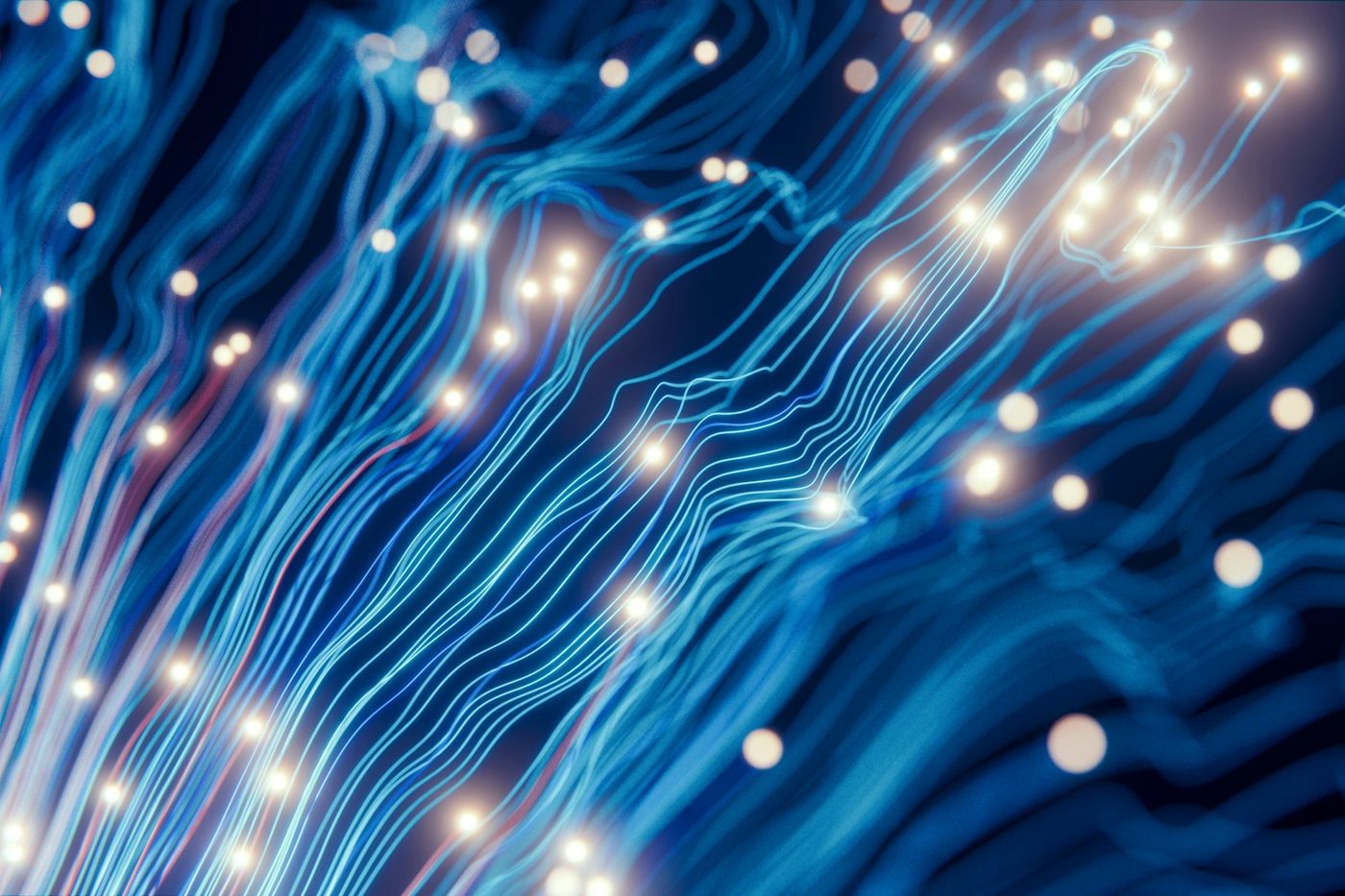 Réseau abstrait de lignes lumineuses bleues